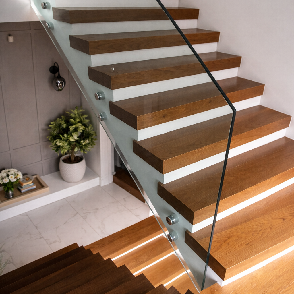 Merdiven cam korkuluk sistemi